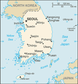 mapa Coreia